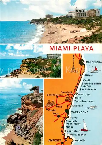 AK / Ansichtskarte Miami_Playa Panoramakarte Strand Kueste Miami_Playa