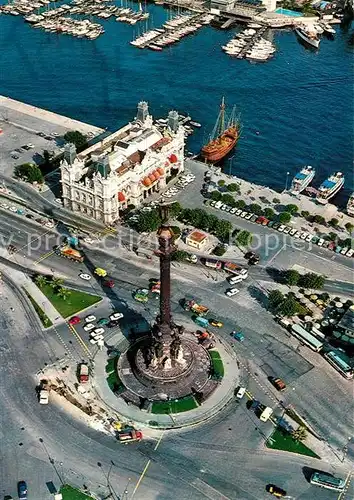 AK / Ansichtskarte Barcelona_Cataluna Fliegeraufnahme Monument Colon Barcelona Cataluna
