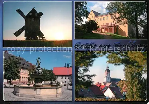 AK / Ansichtskarte Frohburg Bockwindmuehle Schloss Heimatmuseum Kentaurenbrunnen Kirche St Michaelis Frohburg