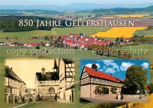 AK / Ansichtskarte Gellershausen_Hildburghausen 800 Jahre Jubilaeum Blick von Veste Heldburg Dorfansicht um 1900 neu gestalteter Dorfplatz Gellershausen