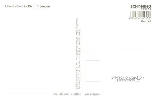 AK / Ansichtskarte Gera Otto Dix Stadt Rathaus Portal Simsonbrunnen Bruecke Museum Stadtmauer Bergfried Schloss Osterstein Geraer Hoehler Gera