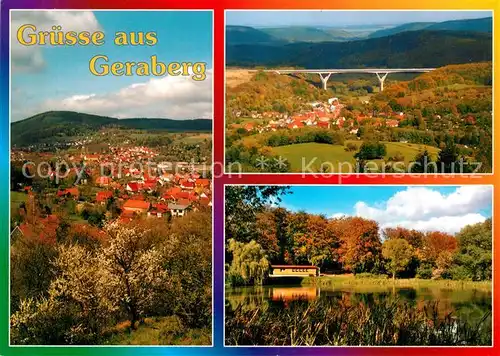 AK / Ansichtskarte Geraberg Panorama Blick aus Richtung Buche Kiefernleite Autobahnbruecke Zahme Gera Herbst am Steingrabenteich Geraberg
