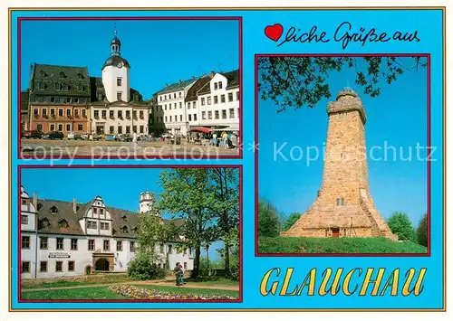 AK / Ansichtskarte Glauchau Markt Rathaus Schloss Forderglauchau Bismarckturm Glauchau