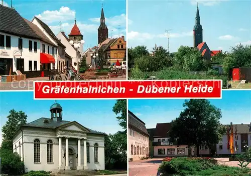 AK / Ansichtskarte Graefenhainichen Ortsmotiv mit Kirche Platz Paul Gerhardt Kapelle Graefenhainichen