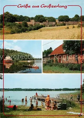 AK / Ansichtskarte Grosszerlang Blick ueber die Felder Bootshaus Paelitzsee Badesteg Grosszerlang