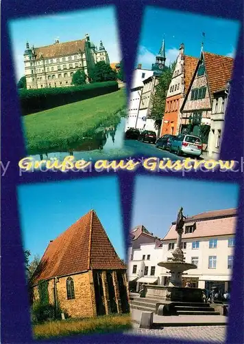 AK / Ansichtskarte Guestrow_Mecklenburg_Vorpommern Schloss Altstadt Brunnen Kirche Guestrow_Mecklenburg