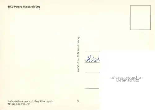 AK / Ansichtskarte Waldkraiburg BFZ Peters Berufsbildungszentrum Fliegeraufnahme Restaurant Gaststaette Hallenbad Waldkraiburg