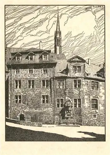 AK / Ansichtskarte Kassel Renthof Bruederkirche nach Federzeichnung aus der Mappe Alt Cassel von Ernst Christopher Metz Kassel