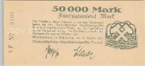 AK / Ansichtskarte Waldenburg_Schlesien Fuenfzigtausend Mark  Waldenburg_Schlesien