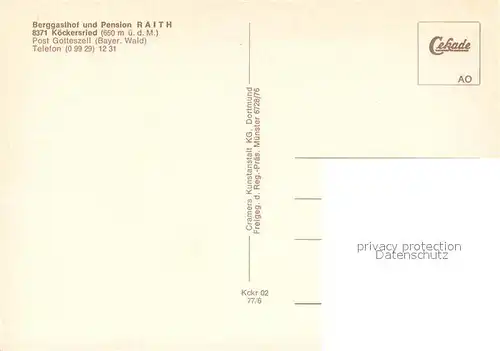 AK / Ansichtskarte Koeckersried Fliegeraufnahme Berggasthof Raith Koeckersried