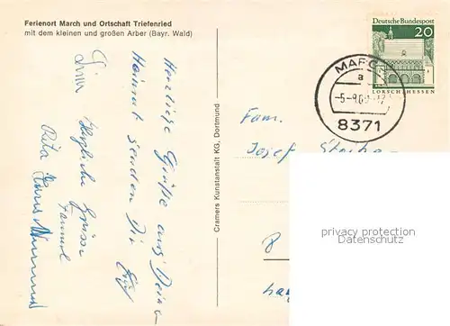 AK / Ansichtskarte March_Niederbayern Triefenried kleine grosse Arber March Niederbayern
