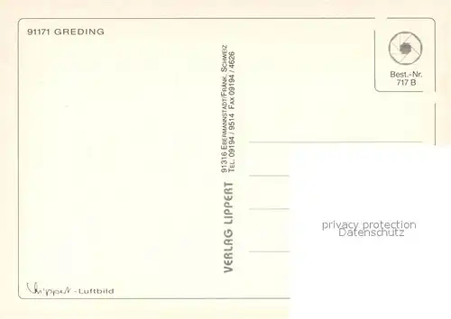 AK / Ansichtskarte Greding Fliegeraufnahme Greding