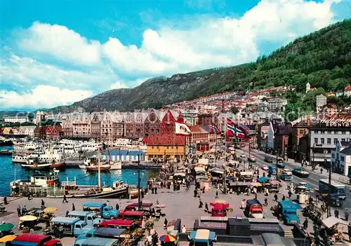 AK / Ansichtskarte Bergen_Norwegen Torget og Bryggen Bergen Norwegen