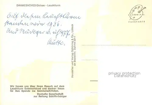 AK / Ansichtskarte Dahmeshoeved_Holstein Leuchtturm  Dahmeshoeved_Holstein