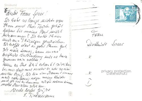 AK / Ansichtskarte Stralsund_Mecklenburg_Vorpommern Blick vom Ruegendamm Stralsund_Mecklenburg