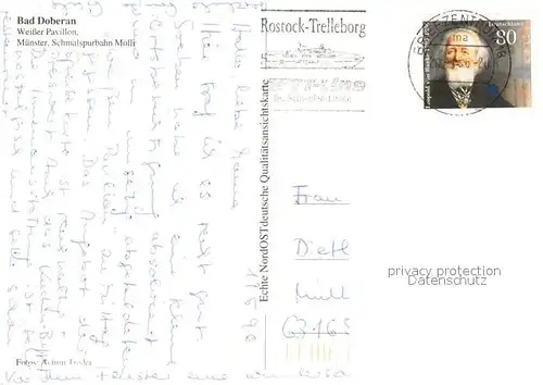 AK / Ansichtskarte Bad_Doberan Weisser Pavillon Muenster Schmalspurbahn Molli  Bad_Doberan