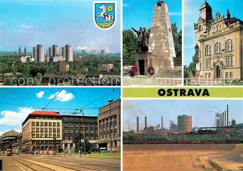 AK / Ansichtskarte Ostrava Ehrendenkmal Rathaus Bahnhof Neue Huette Ostrava