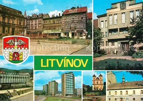 AK / Ansichtskarte Litvinov Kirche Rathaus Marktplatz Hochhaeuser Litvinov