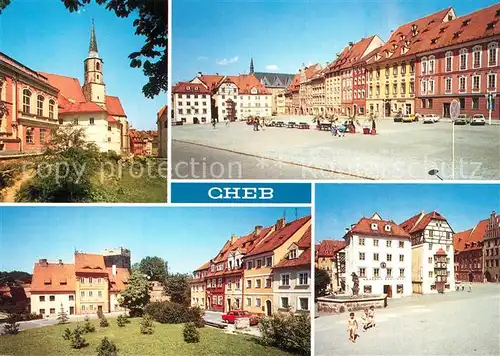AK / Ansichtskarte Cheb Marktplatz Brunnen Stadtansichten Kirche Cheb
