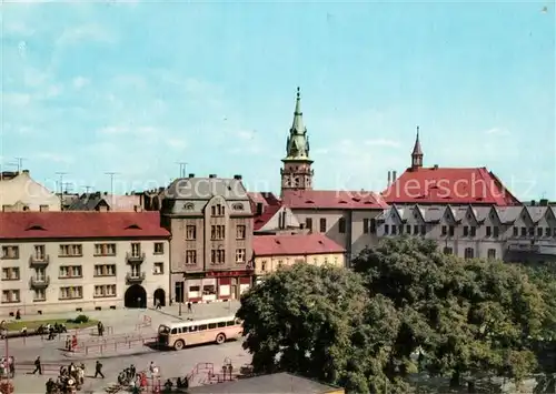AK / Ansichtskarte Chomutov Busbahnhof Kirche  Chomutov