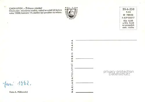 AK / Ansichtskarte Chomutov Busbahnhof Kirche  Chomutov