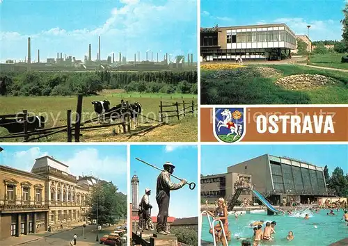 AK / Ansichtskarte Ostrava Neue Huette Klementa Gottwalda Restauran Avion Denkmal Ostrava