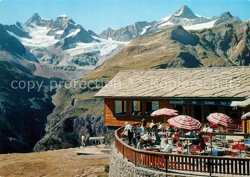 AK / Ansichtskarte Zermatt_VS Restaurant Sunnegga Obergabelhorn Sellenkuppe Zinalrothorn Zermatt_VS