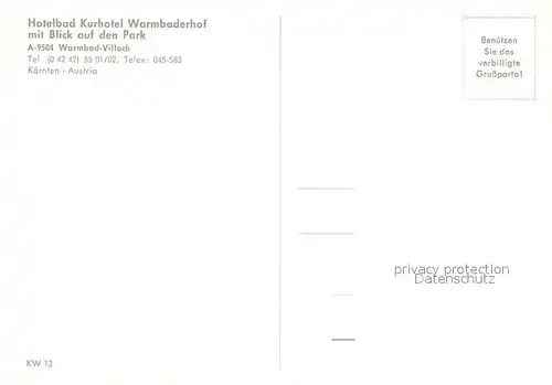 AK / Ansichtskarte Villach_Kaernten Hotelbad Kurhotel Warmbaederhof Villach_Kaernten