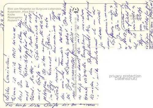 AK / Ansichtskarte Bad_Liebenstein Blick vom Morgentor Burgruine Kurpension Kirche Rosengarten Postamt Fachwerkhaus Bad_Liebenstein