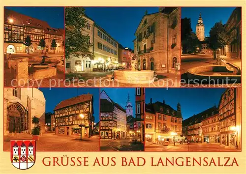 AK / Ansichtskarte Bad_Langensalza Marktkirche Rathausstrasse Schulplatz Bonifaciusgasse Marktstrasse Neumarkt Nachtaufnahmen Bad_Langensalza