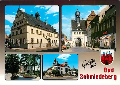 AK / Ansichtskarte Bad_Schmiedeberg Rathaus Au Tor Heimatstube Galerie Haus Bismarck Kurhaus Bad_Schmiedeberg