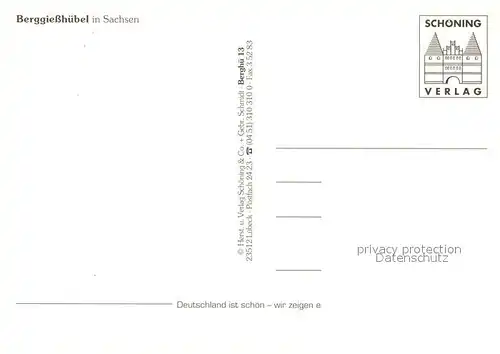 AK / Ansichtskarte Berggiesshuebel Ortsmotive Kirche Postmeilensaeule Wappen Berggiesshuebel