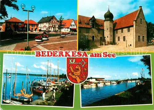 AK / Ansichtskarte Bad_Bederkesa Dorfplatz Burg Hafen Kanal Wappen Bad_Bederkesa