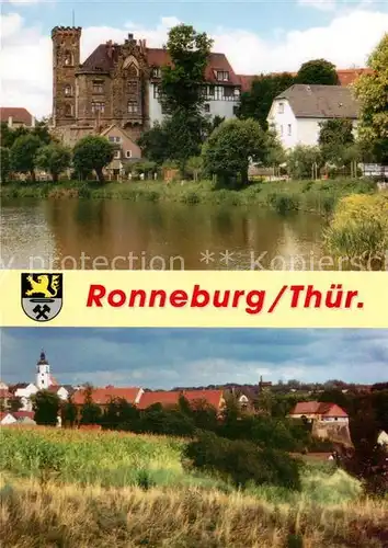 AK / Ansichtskarte Ronneburg_Thueringen Partie am Wasser Schloss Ortsansicht mit Kirche Ronneburg Thueringen