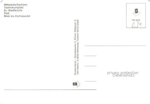 AK / Ansichtskarte Mittweida Technikumplatz Stadtkirche Post Panorama Zschopautal Wappen Mittweida