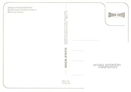 AK / Ansichtskarte Markneukirchen Geigenmacherdenkmal Musikinstrumentenmuseum Kirche Wappen Landschaftspanorama Markneukirchen