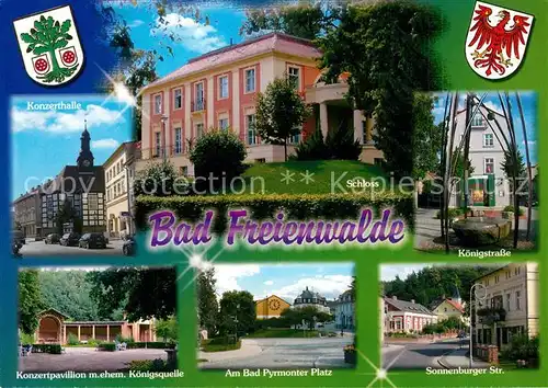 AK / Ansichtskarte Bad_Freienwalde Schloss Sommerresidenz Preuss. Koenigin Friederike Luise heute Walter Ratenau Gedenkstaette Konzertpavillon Platz Bad_Freienwalde