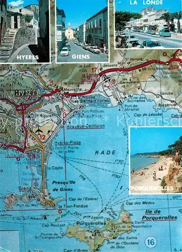 AK / Ansichtskarte Hyeres Giens La Londe Landkarte Hyeres