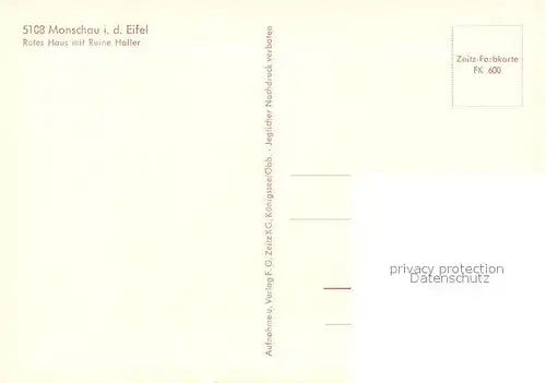 AK / Ansichtskarte Monschau Rotes Haus Ruine Haller  Monschau