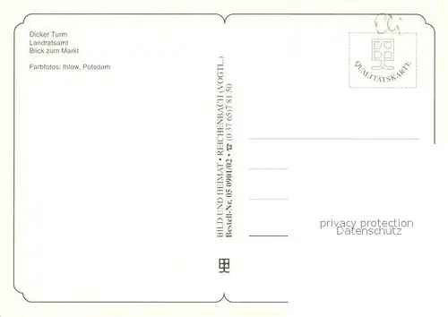 AK / Ansichtskarte Beeskow Dicker Turm Landratsamt Blick zum Markt Wappen Beeskow