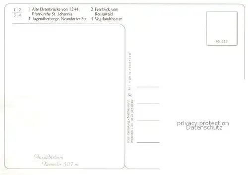 AK / Ansichtskarte Plauen_Vogtland Elsterbruecke Kirche Jugendherberge Neundorfer Strasse Fernblick vom Reusawald Vogtlandtheater Plauen_Vogtland