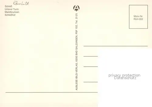 AK / Ansichtskarte Roemhild Schloss Unterer Turm Marktbrunnen Kirche Schlosshof Wappen Roemhild