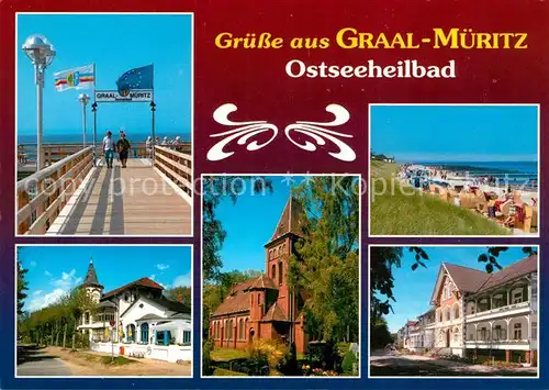 AK / Ansichtskarte Graal Mueritz_Ostseebad Seebruecke Hotel Restaurant Kirche Strand Graal Mueritz_Ostseebad