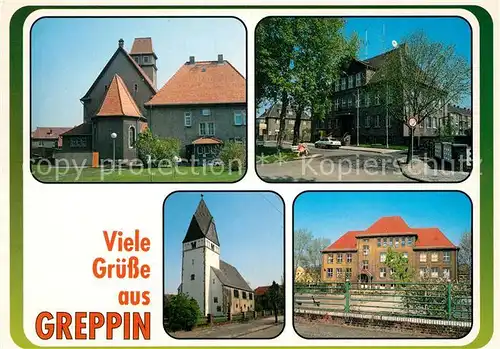 AK / Ansichtskarte Greppin Kirche Gemeindeverwaltung Schule Greppin