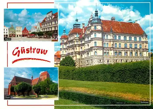 AK / Ansichtskarte Guestrow_Mecklenburg_Vorpommern Marktplatz Dom Schloss Guestrow_Mecklenburg