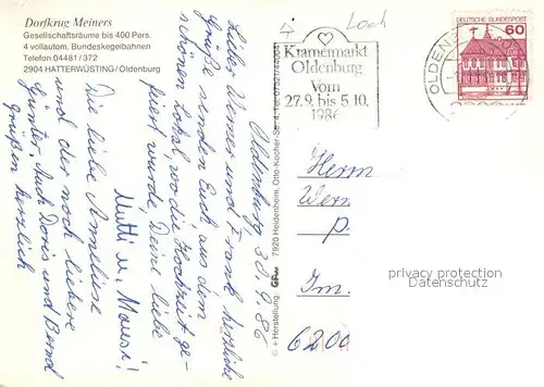 AK / Ansichtskarte Hatterwuesting Dorfkrug Restaurant Saal Kegelbahn Hatterwuesting