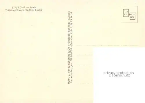 AK / Ansichtskarte Lohr_Main Teilansicht mit Stadtteil Lindig Fliegeraufnahme Lohr_Main