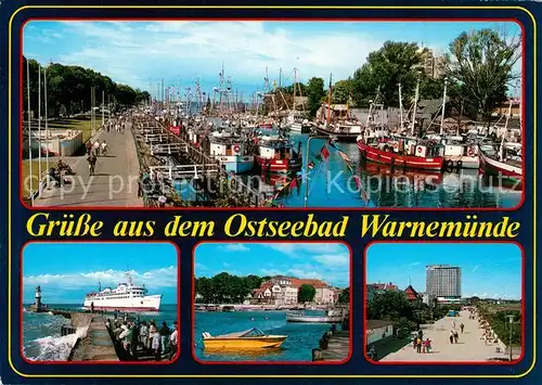 AK / Ansichtskarte Warnemuende_Ostseebad Promenade Alter Strom Fischkutter Mole Leuchtturm Hotel Neptun Warnemuende_Ostseebad