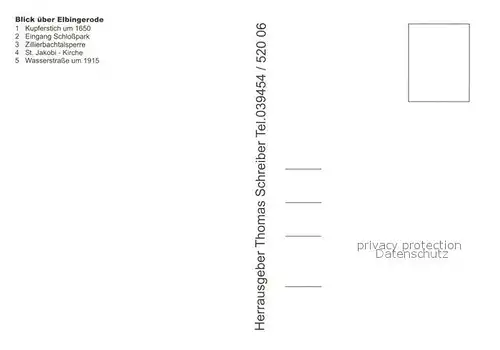 AK / Ansichtskarte Elbingerode_Harz Kupferstich um 1650 Schlosspark Zillierbachtalsperre Kirche Wasserstrasse um 1915 Elbingerode Harz