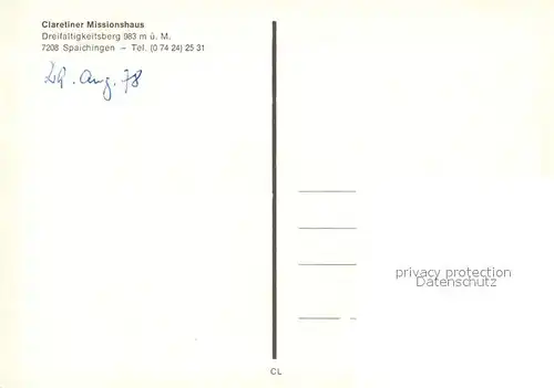 AK / Ansichtskarte Spaichingen Clarentiner Missionshaus Dreifaltigkeitsberg Spaichingen